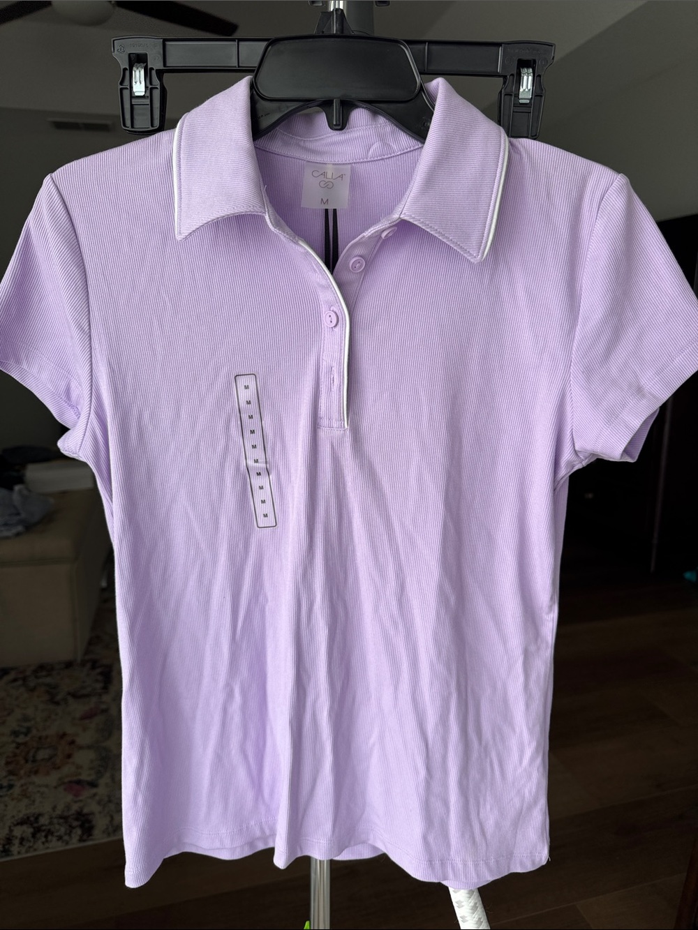 Women's Lavender Polo Button-Down Shirt with Contrast Trim